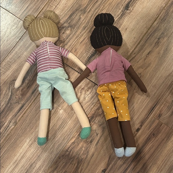 Adorable Plush Doll Set with Striped Outfits - Picture 2 of 2